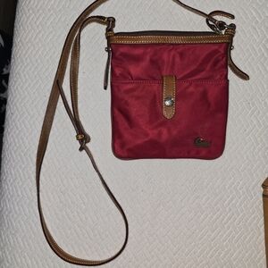 Dooney & Bourke Red Crossbody with Tan Trim